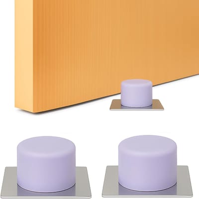 Deurstopper Set - Deurvanger - Bescherming Muur - Roestvrijstalen Basis - 2 Stuks - Grijs