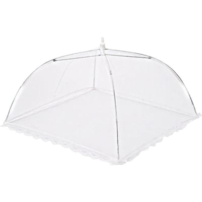 Opvouwbaar Anti Vlieg Muskietennet Ademend Multifunctioneel Voedsel Mesh Cover Lichtgewicht Keukengadgets voor Binnen Buiten white