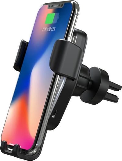Nina’s Giftshop® Draadloze Telefoonhouder Auto – Qi Draadloze Oplader – 10W Fast Charger – Ventilatierooster – Universeel – Auto Telefoonhouder – Zwart