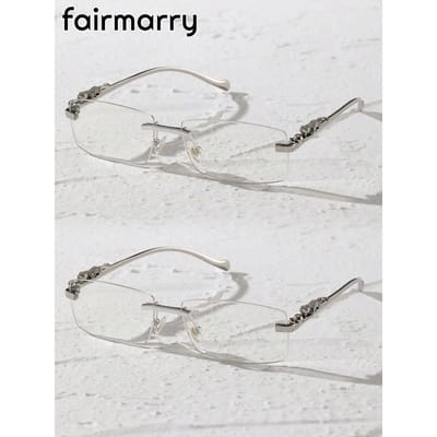 1 Pièce Lunettes Unisexes Monture Carrée Sans Bordure Métal Verres Clairs Pour Accessoires Animaux Street Snap Mode Lunettes gray