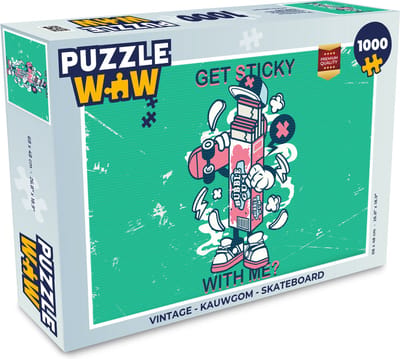 Puzzel Vintage - Kauwgom - Skateboard - Legpuzzel - Puzzel 1000 stukjes volwassenen
