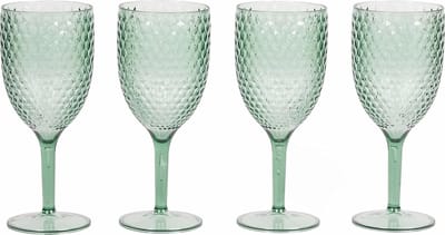 4-delige wijnglazenset, rode wijnglazen, witte wijnglazen voor buiten/tuin, BPA-vrij kunststof, groen