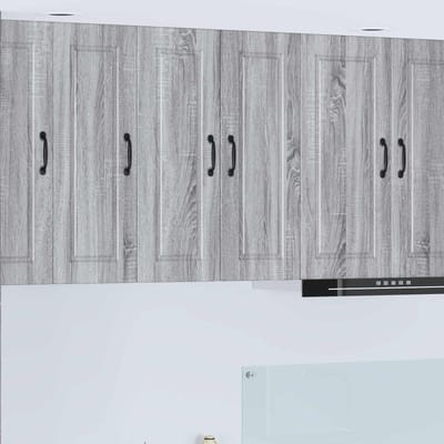 vidaXL - Wandkast - PORTO - Grijs - Sonoma - 30 - x - 31 - x - 80 - cm - Bewerkt - hout