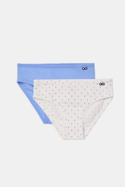Woody - Duopack Slips - Bolletjes Print Blauw - 10 jaar