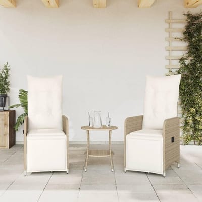 Tuinstoelen met kussens - Relaxfauteuils buiten - Genieten van de tuin - Verstelbare rugleuning - 2 stuks - Beige