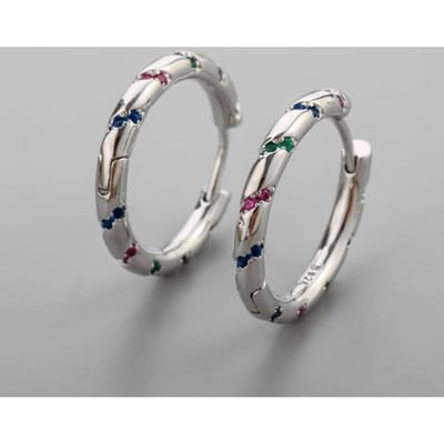 925 Sterling Zilveren Cirkel Ronde Hoop Oorbel Voor Vrouwen Charmante Cz Oorbellen Bruiloftsfeest Sieraden gray