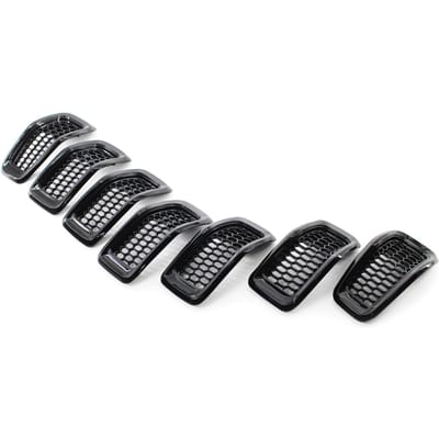 7 PCS Cache-Grille ABS Peint Noir Brillant Remplacement pour Jeep Cherokee 2014 2018 noir