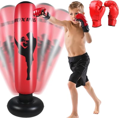 Opblaasbare bokszak voor kinderen - 160 cm met bokshandschoenen - Taekwondo en decompressie spelelement