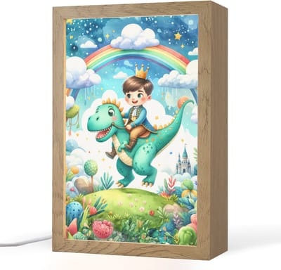 Nachtlampje 20x30 cm - Kinder lampje - Dino - Prins - Regenboog - Sprookjes - Tafellamp kinderkamer - Slaapkamer lamp - Bedlamp kinderen - Kinderlampje stopcontact - Wandlamp babykamer - Nachtlampjes