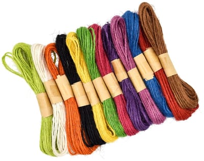 Dailygoods- Jutekoord 12 Kleuren - Natuurlijk Jute Touw - Wikkelkoord - Knutselkoord - Decoratie - Herbruikbaar 10 Meter - Jutetouw