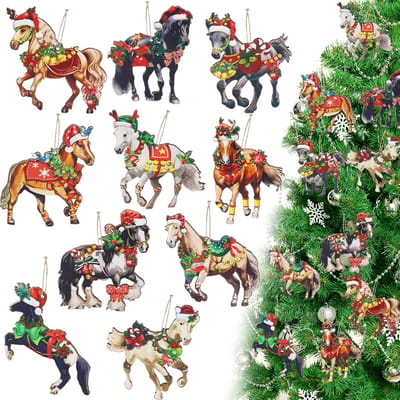 Dailygoods - Set van 40 Houten Kerstdecoratie Paardenhangers voor Feesten