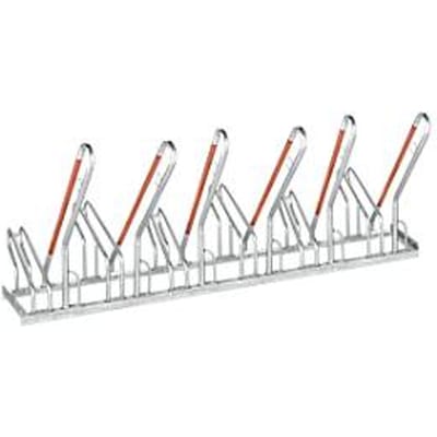 Fietsenrek, 1-zijdig, voor banden tot B 55 mm, B 2100 x D 385 x H 815 mm, staal gegalvaniseerd, 6 parkeerplekken