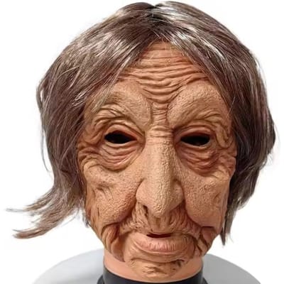 Realistisch oma latex masker met pruik One Size beige
