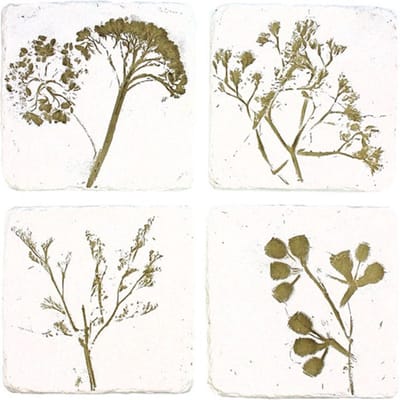 Onderzetters Bloemen reliëf, s/4 9,8x0,7x9,8cm