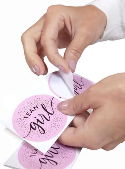 Akyol - Team girl stickers - stickers - girl - roze - rond -12 stuks -gender reveal party -gender reveal roze -geslachtsbepaling -stickers team girl
