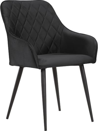 Soof&Tess - Set van 4 - Bergamo Eetkamerstoel - Zwart - Fluweel - Velvet - Industrieel - Met armleuning - Easy Clean Stoffen - Hoge Kwaliteit