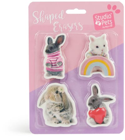 Studio Pets gommen set - schattige dieren uitwisgummen voor kinderen.