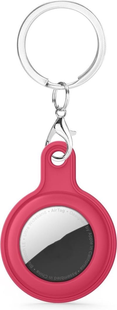 By Qubix - AirTag case gel series - sleutelhanger met ring - donkerrood