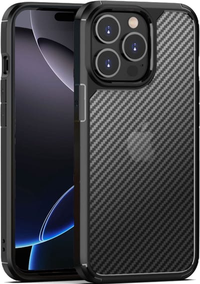 Geschikt voor Apple iPhone 16 Pro Carbon Hoesje - Carbon Shock Proof Cover Case