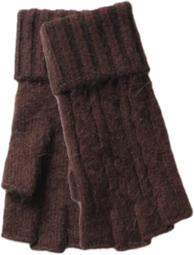 Warme halve vingerhandschoenen unisex- Bruin Deels wol winterwanten- vingerloze gebreide handschoenen-Warm, ademend en duurzaam
