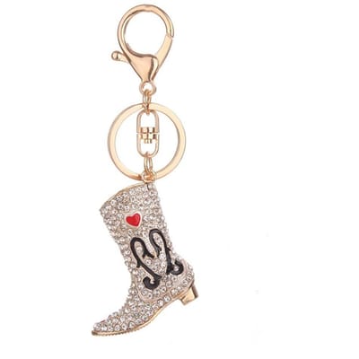 Strass Sleutelhanger Houder Ring Laarsvormige Sleutelhanger Legering Sleutelring Tas Decoratie (Zilver)