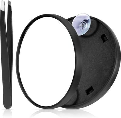 Compact Reisvergrotingsspiegel 3.6 inch met 5x Vergroting, Pincet en Zuignap - Handspiegel voor Thuis en Op Reis