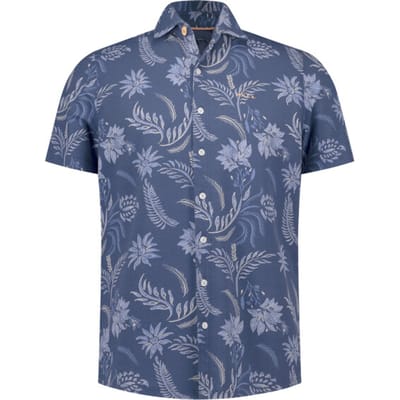 NZA New Zealand Auckland - Korte Mouw Overhemd - Heren - L - Blauw - Katoen - 26CN588S