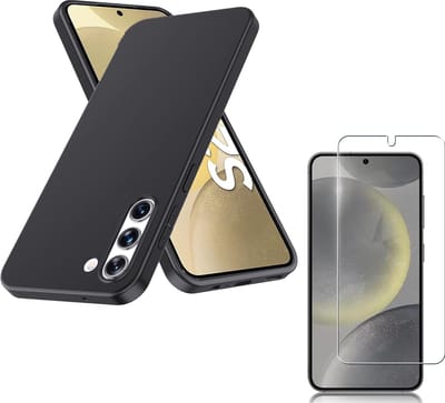 Silicone Hoesje Geschikt voor: Samsung Galaxy S24 - Soft Silicone - Zwart - + 3X Tempered Glass Screenprotector - ZT Accessoires