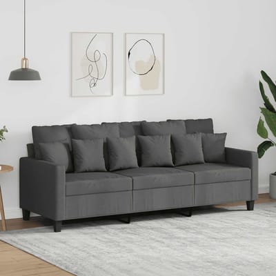 Vidaxl Bank 3-Zits, Donkergrijs, 180 Cm, Bekleed met Stof