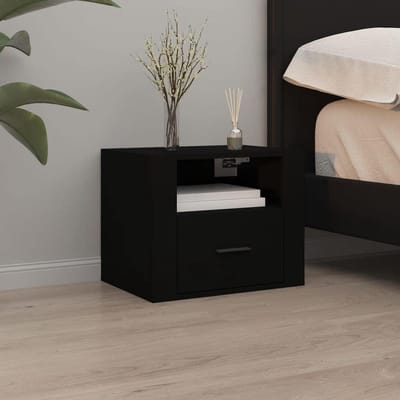 Nachtkastje Muur - Zwevend Opbergrek - Slaapkamer Opbergen - Elegant Functioneel - 50x36x40 cm - Zwart