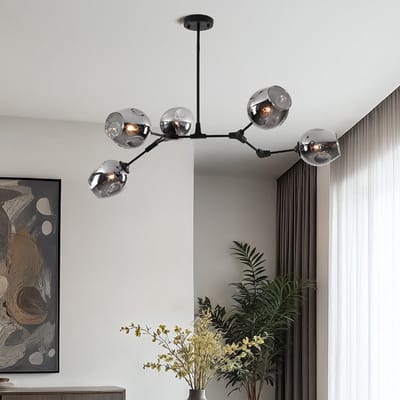 5-lichts zwart met rookglas - Thalia