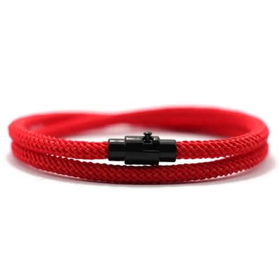 Livano Armband - Staal - Nep Zilver - Heren - Rood 17cm