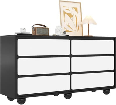 Dressoir - 140x38x74.5 cm - Met 6 Lades Multifunctioneel Als Kaptafel - MDF - Wit