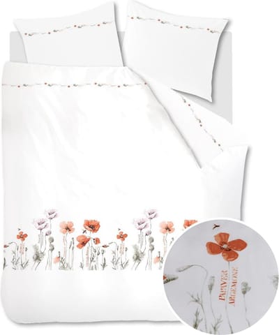Marjolein Bastin Papaver Dekbedovertrek - Rood - 140 x 200/220 cm + 1x 60 x 70 cm