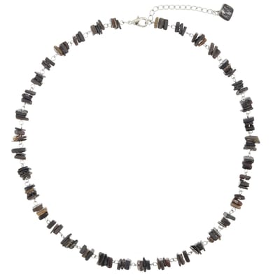 Behave- Ketting - Natuursteen - Donker Bruin - 42 cm