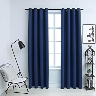 vidaXL - Gordijn - verduisterend - met - metalen - ringen - 2 - st - 140x225 - cm - blauw