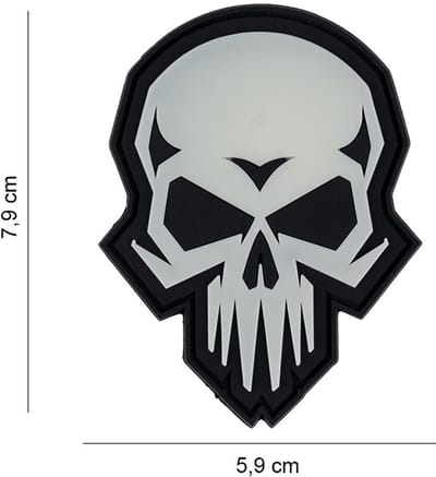 Embleem 3D PVC Psycho skull glow in the dark #10027