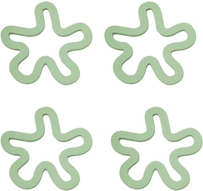 Siliconen warmte-isolatiematten - Warmte-isolatiematten voor tafelbladen - Set van 4 - Eenvoudig uitgesneden bloemmotief - Groen - Geschikt voor eettafels thuis, bars en cafés