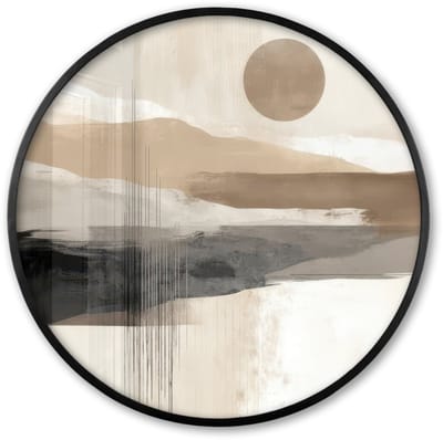 Poster in lijst Rond - Fotolijst 60x60 cm - Posters - Minimalistisch - Landschap - Dimensie - Ronde posterlijst zwart - Decoratie - Wanddecoratie woonkamer - Muurdecoratie slaapkamer