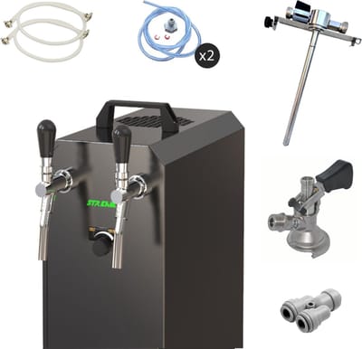 Complete set - Biertap - STREAM 50K - 2-lijns, tot 55 liter/uur - met Fustkoppeling Type M, Adapter 5 liters - Beertender, Thuistap, Bierkoeler