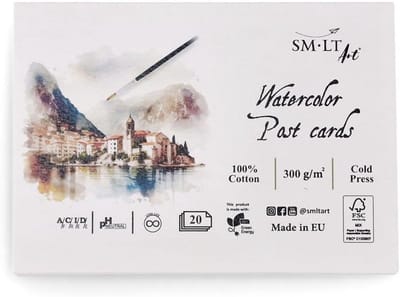 Blok Aquarelpapier 300 g/m² Wit Katoen - 20 Snoerkaarten