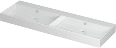 INK Unlimited Wastafel Porselein Dubbel met 2 Kraangaten - 1400x450x110 mm - Glans Wit