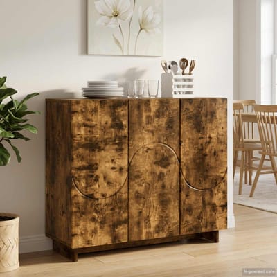 vidaXL - Dressoir - Gerookt - eiken - 85,5 - x - 31 - x - 75 - cm - Bewerkt - hout