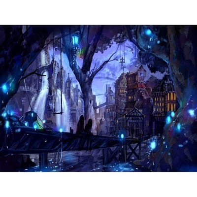 Volledige 5D Fantasy City Two Beauty en Bridge Landscape Diamond Painting Cross Stitch Borduren 20X30CM