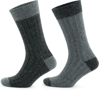 GoWith Alpaca Wollen Sokken-2 paar-Thermosokken en Huissokken-Grijs en Antraciet-Maat 39-42