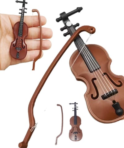 Miniatuur Viool Decoratie – Rood – 8,3 cm – Muziek Thema Ornament voor Kerst, Poppenhuis & Interieur