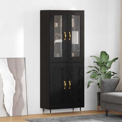vidaXL - Highboard - 2 - st - Zwart - Eiken - 69,5 - x - 34 - x - 180 - cm - Bewerkt - hout