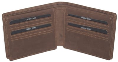 Oi Hunter bruine leren Billfold portemonnee voor veel pasjes / platte heren beurs zonder muntvak / herenportemonnee voor veel creditcards maar zonder vak voor muntgeld / RFID SAFE / bruin leer / 523H