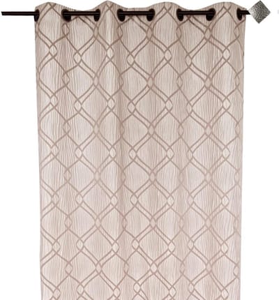 Maison HM698853754 gordijn Zürich, jacquard, gekruiste lijnen, 135 x 260 cm, ivoorkleurig