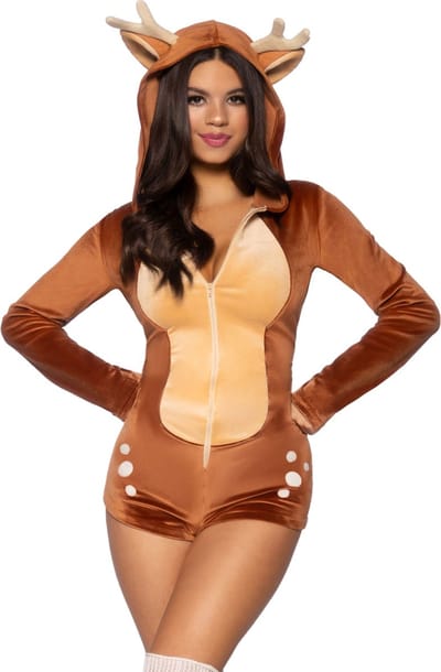 Korte jumpsuit voor vrouwen Leg Avenue Velvet Fawn